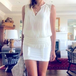 Ramy Brook Cream Soft Sleeveless Smocked Blouse